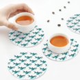 thumbnail image 3 of KLL Drink Coasters Set Round Shape of 4,PU Leather Absorbent Coasters Set Decorative Coffee Cup Coasters Housewarming Gift for Home Decor-Cartoon Shark, 3 of 5