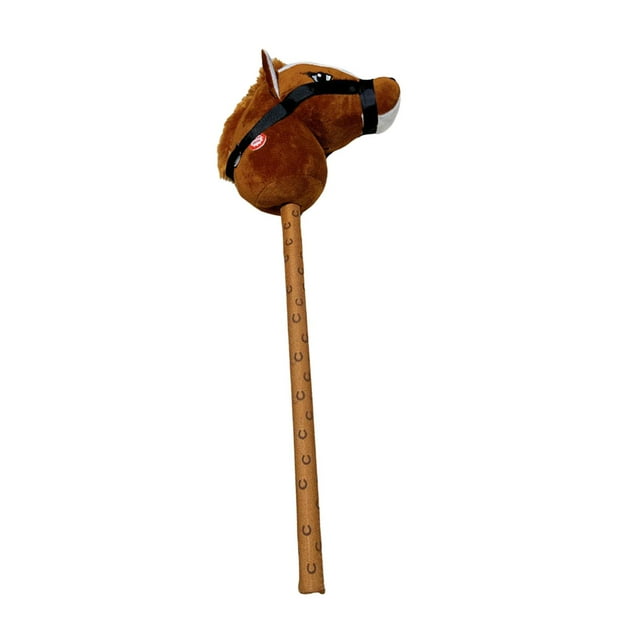 BELOVING Stick Horse Halloween Hobby Horse Riding Toy for Outdoor Playing Stage brown