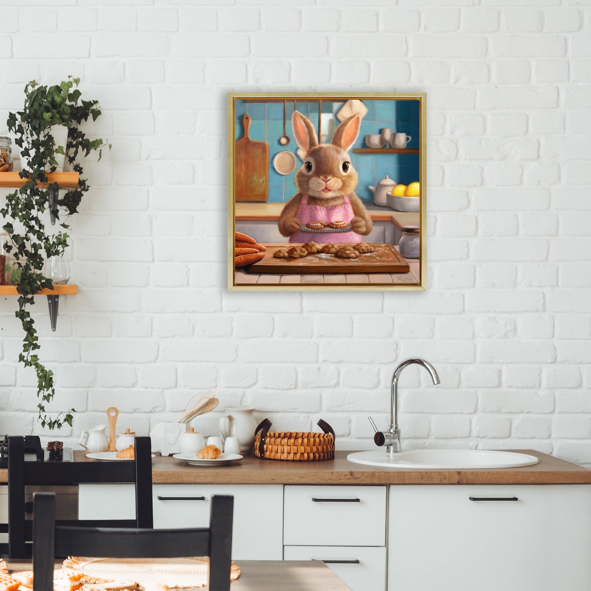 Stupell Industries Mrs. Bunny Bakewell Gold Framed Floater Canvas Wall Art, design by Lucia Heffernan