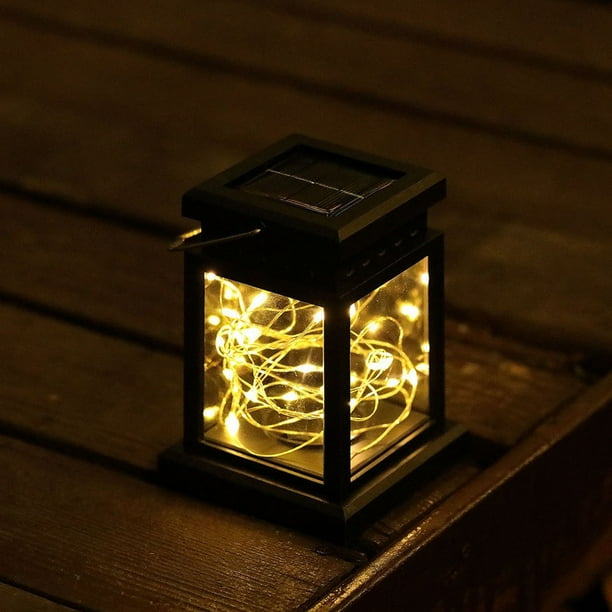 Farol Solar para Jardín, Portátil, Pequeño, Colgante, Led, Vela, Lámpara Decorativa Impermeable para Patio, Camping, Senderismo, Porche.