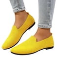 thumbnail image 2 of EKVAHL Women's Knit Slip-On Flats, Pointed-Toe Ballet Shoes, Breathable Lightweight Casual Shoes in Multiple Bright Colors Yellow, 2 of 6