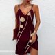 thumbnail image 2 of Vestido sexy informal con tirantes de lunares y escote en V de fibra de poliéster para mujer, 2 of 7