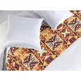 thumbnail image 2 of Tribal Bed Runner, Mosaic Look Squares Ethnic Sketch Motive with Triangles Eastern Vibes, Decorative Accent Bedding Scarf for Hotels Homes & Guest Rooms, Queen, Yellow Green Vermilion, by Ambesonne, 2 of 3