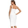 thumbnail image 2 of BEAUKEY Women Sexy Elastic Cross Spaghetti Strap Knee Length Bodycon Female Dress White, 2 of 3