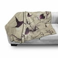 thumbnail image 3 of Birds Soft Flannel Fleece Blanket, Flapping Tiny Hummingbird Interacting with Giant Flowers and Butterflies, Cozy Plush for Indoor and Outdoor Use, 70" x 90", Pale Peach and Purple, by Ambesonne, 3 of 6