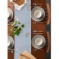 thumbnail image 2 of ERUNPONLY Blue Striped Table Runner - 90 Inch Long Modern Simple Farmhouse Beige Vintage Cotton and Linen Blended Dress Scarves Farmhouse Table Runner for Kitchen Dining, Coffee Table, 13"x90", 2 of 8