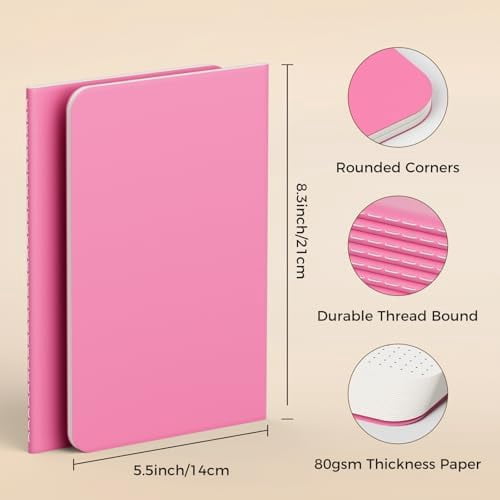 12 Pack Colorful Dot Grid Notebook Journals Bulk with Thick Paper, 60 Pages, 8.3x5.5 inch, A5 Size, Writing Subject Notebooks Planner for Student Travelers Office, Travel Journal Set