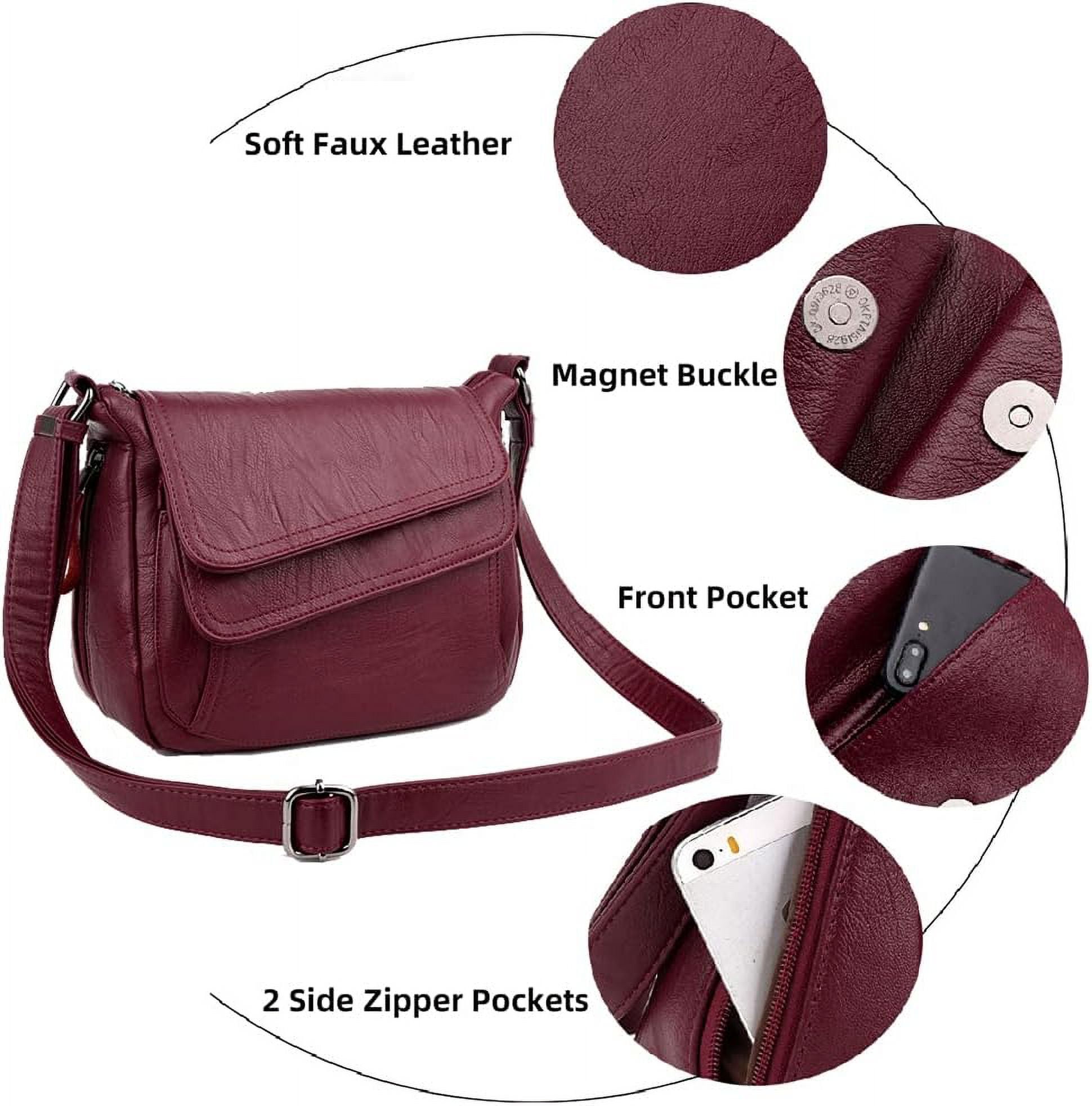 Women's Shoulder Bag Multi Pockets Crossbody Purse Leather Flapover Messenger Satchel  Travel Work Handbag