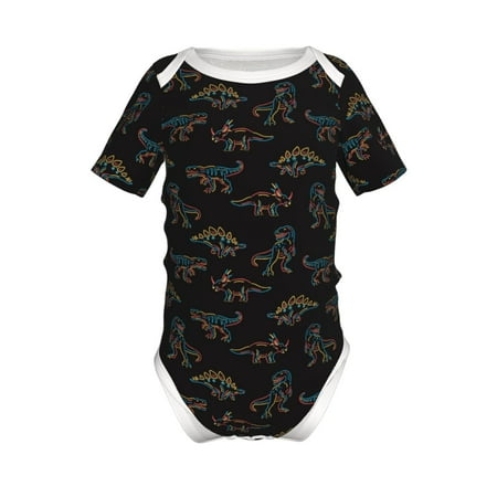 

Coaee Neon Dinosaur for Soft Baby Short-Sleeve Bodysuit Baby Climbing Clothes Baby Girls Boys Bodysuit Romper-3 Months