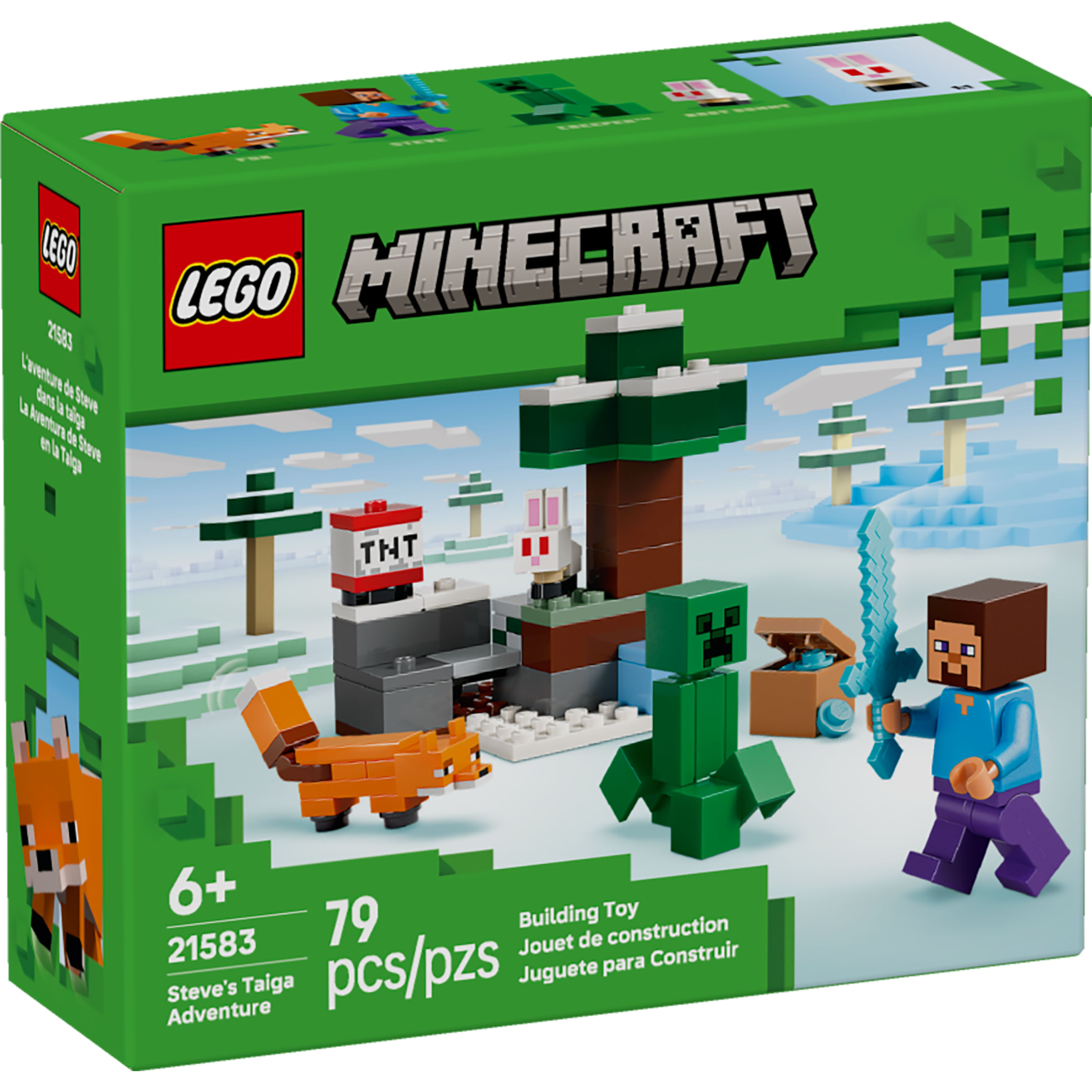 LEGO Minecraft La Aventura en la Taiga de Steve Juguete de Construcción para Niños y Niñas - Set de Juego de Videojuego y Figuras de Juguete para Niños, Mayores de 6 Años - Con 2 Minifiguras y 2 Animales de Juguete - Idea de Regalo para Cumpleaños - 21583 2