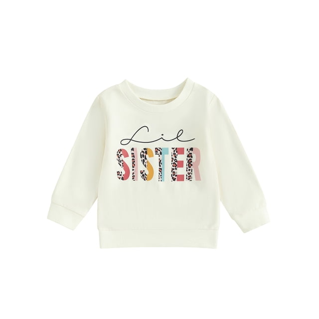 ZAXARRA Ensemble Assorti Bébé Grande/petite Sœur Chandail en Molleton Barboteuse Col Rond Chandail Haut Vêtements d'Automne