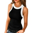 thumbnail image 1 of MAWCLOS Débardeurs pour Femmes T-Shirt Uni Sans Manches T-Shirt Basique d'Été à Col Rond Haut Blanc Noir TTG, 1 of 2