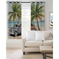 thumbnail image 4 of Black White Plaid Car Blackout Curtains for Bedroom Living Room, Orange Pumpkin Palm Trees Seaside 45 In Long Thermal Insulated Room Darkening Drapes Grommet Window Treatments, 42 x 45 In, 4 of 9