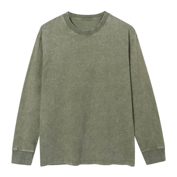 BADHUB Mens Lightweight Long Sleeve Shirts Oversized Wash Cotton Pullover Sweatshirt Vintage Streetwear for Men Couples Valentine's Day Gift 2025 Spring Savings