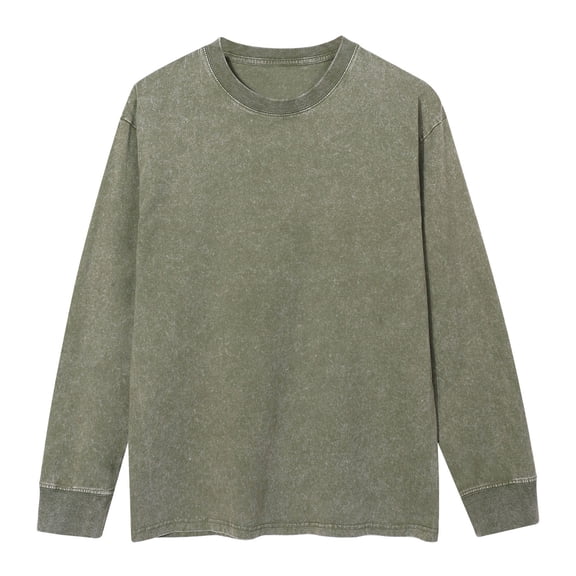Mens Vintage Sweatshirts No Hood Crewneck Long Sleeve Shirts Casual Solid Color Washed Solid Color Pullover Basic Going-Out Loungewear Sweatshirt Tops