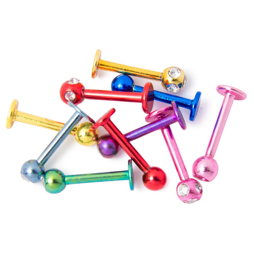 Monreo Labret Studs Body Jewelry 16g 5/16" 8mm Anodized Mix Colors