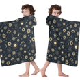 thumbnail image 4 of Dark Blue Sun Moon Star Pattern Hooded Bath Towel，60"x35" for Ages 3 To 12 Kids, Quick Dry Lightweight Soft Microfiber Hood Beach Towel Cover Up for Kids, 4 of 7