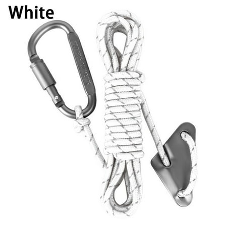 

4mm 4m Wind Rope Multi-function with Buckle Reflective Camping Rope Survival Paracord Lanyard Ropes Tent Fixed Rope WHITE