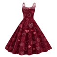 thumbnail image 2 of LWavelet Valentine's 2026 Backless Lace Heart Dress, Women's Romantic Rose Pattern Sleeveless Flowy A Line Sundresses Wine 2XL, 2 of 4