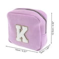 thumbnail image 2 of Unique Bargains 1 Pc Letter K Pattern Makeup Bag for Travel Pink Purple Corduroy, 2 of 6