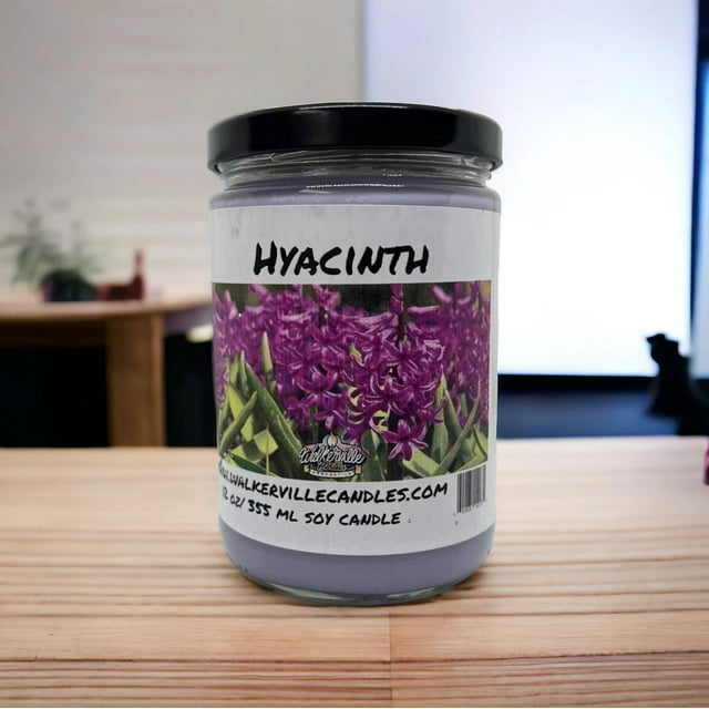 Hyacinth Vegan Coconut Soy 12 oz/ 355 ml Candle Hand-poured, Eco-friendly, Clean Burning, Floral