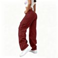 thumbnail image 7 of Gytharion Women's Cargo Pants Corduroy Button Front Utility Trousers Wide Leg Elastic Waist Work Pants with Pockets for Fall Winter, 7 of 7