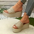 thumbnail image 4 of Mepaouo Platform Slip on Espadrille Sandals for Women Bohemia Flatform Open Toe Beach Wedges Slides, 4 of 6