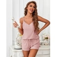 thumbnail image 3 of Ekouaer Women's Pajama Sets Sleeveless Pj Set 2 Piece V Neck Adjustable Cami Tops Drawstring Shorts Lingerie Sleepwear, 3 of 6