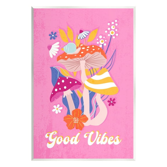 Stupell Industries Good Vibes Retro Mushrooms Botanical & Floral Painting Unframed Art Print Wall Art, 10 x 15