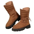 thumbnail image 3 of Boots for Women,Winter Lined Mid Calf Boots Cozy Comfort Casual On Outdoor Cold Weather Footwear,Knee High Boots Women,Brown,8, 3 of 9