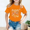 thumbnail image 2 of Curuila Kid Girls Tops Letter Print Crew Neck Short Sleeve Tee Summer Casual Loose T Shirt Orange Size 12-14 Years, 2 of 4