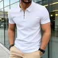 thumbnail image 2 of FRSASU Men's Zipper Polo Shirts Short Sleeve Textured Knit Polo Shirts Regular Fit Casual Stretchy Golf Shirts White, 2 of 9
