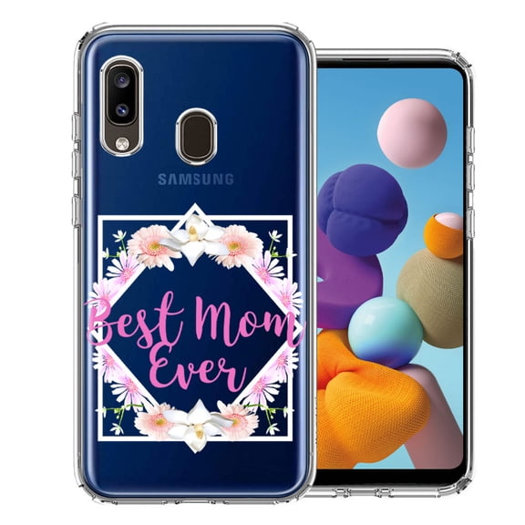 MUNDAZE for Samsung Galaxy A20 Best Mom Ever Mother's Day Flowers Double Layer Phone Case Cover