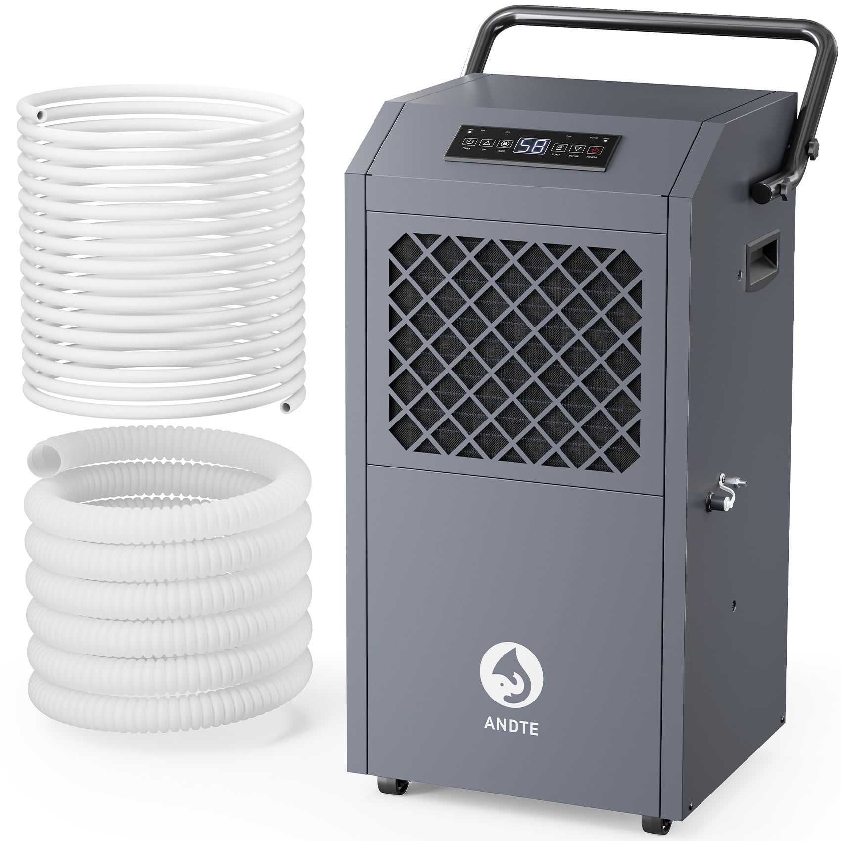 ANDTE 190 Pints Commercial Dehumidifier with Pump, Covers up to 3,600 sq. ft, Industrial Dehumidifier for Basements and Job Sites