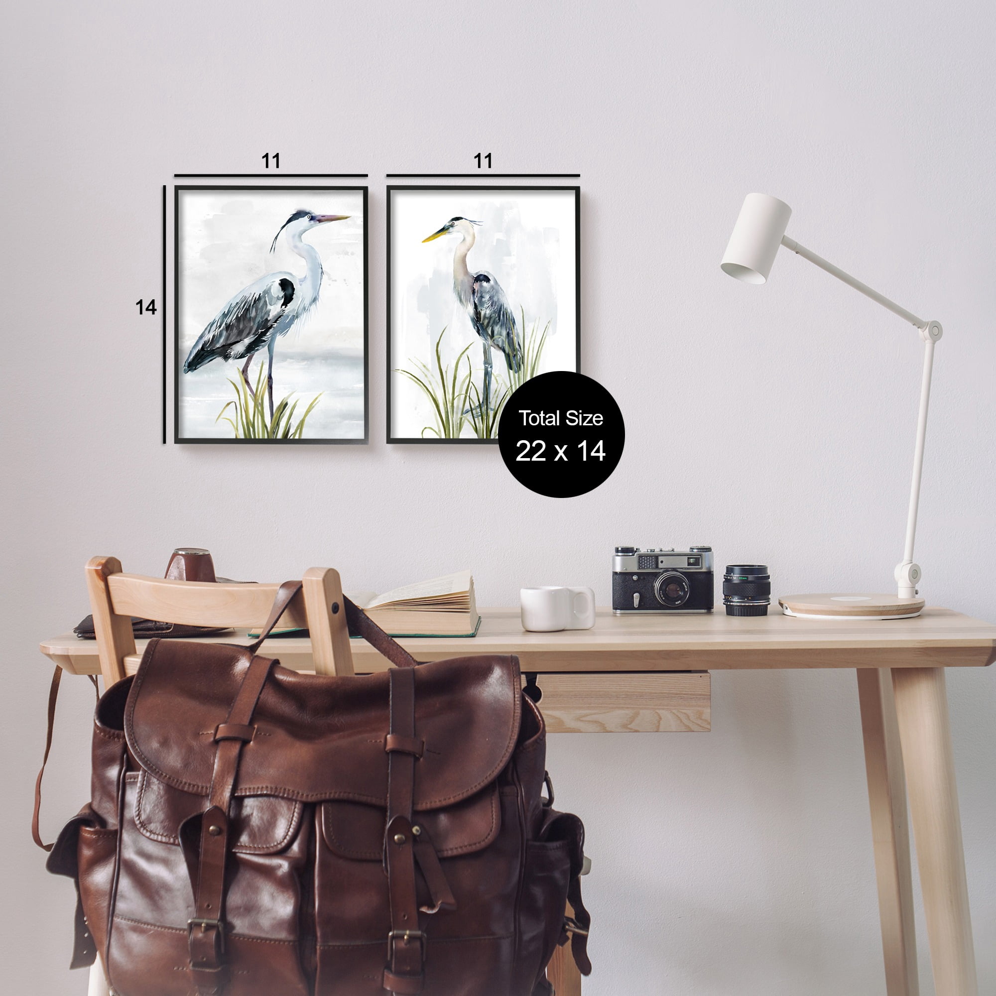 Stupell Industries Soft Nautical Egrets Animals & Insects Painting Black Framed Art Print Wall Art, 11 x 14, Set of 2