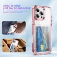 thumbnail image 3 of ELEHOLD for iPhone 16 Pro Case,Clear Card Holder Kickstand Credit Card Slot Soft TPU+Hard PC Slim Bumper Anti-Scratch Shockproof Protective Wallet Case for iPhone 16 Pro,Pink, 3 of 8