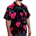 thumbnail image 2 of Valentine's Day Love ECG Men's Short Sleeve Shirts, Casual Hawaiian Print Button Down Summer Beach Top Unisex, 2 of 6