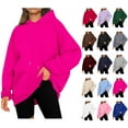 thumbnail image 1 of Chandail en Molleton pour Femmes Chandails en Molleton à Capuche Unis Décontractés Manches Longues Chandail Tops Ndbuld Décontracté Noël Uni Col Rond Manches Longues Chandail Blouse Chandail en Molleton Rose Vif 5TG, 1 of 8