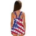 thumbnail image 2 of Xixirimido Vibrant US Flag Print Modest Girls’ Swimwear One Piece – Hawaiian Skirted Bathing Suit with Built-in Shorts, Sleeveless UPF 50+ Swimsuits, 12-13 Years, 2 of 7