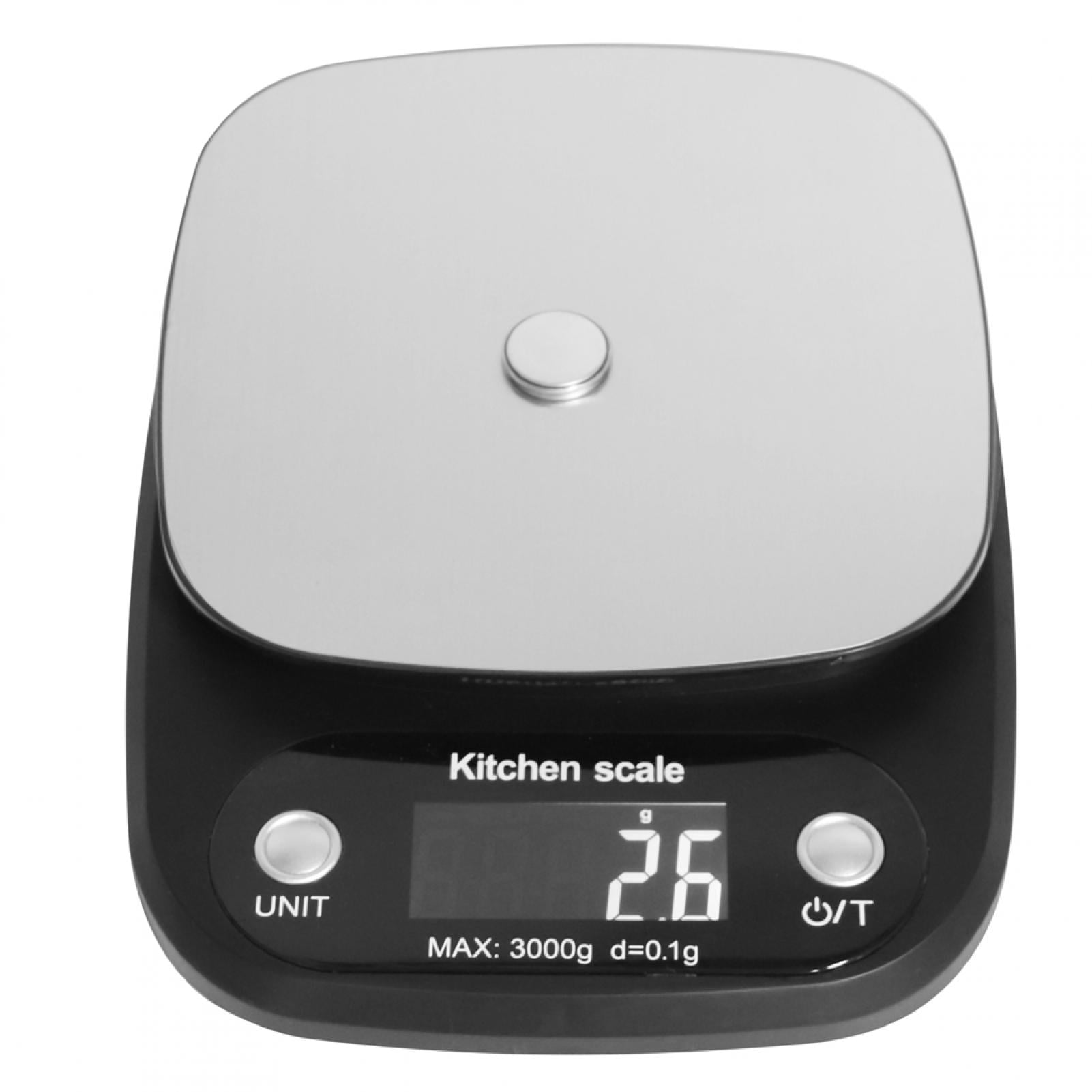 LAFGUR Digital Scale,3kg/0.1g Black Stainless Steel Kitchen Weight
