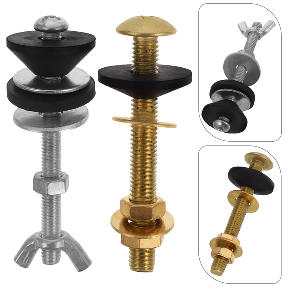 GOOHOCHY 4pcs Universal Toilet Tank to Bowl Bolts Kit Heavy Duty Replacement with Stainless and Rubber Washers Gaskets for Toilet Fastening