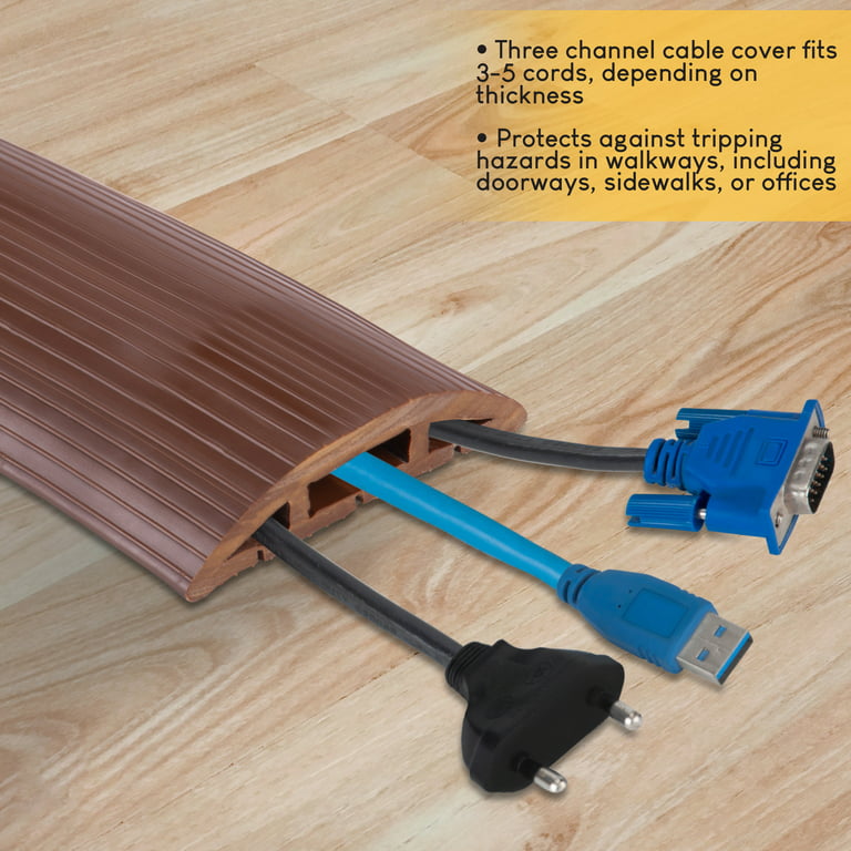 4FT Cord Cover Floor, Brown Cord Hider Floor, Extension Cable Cover Power  Cord Protector Floor, Cable Management Hide Cords on Floor- Soft PVC Wire