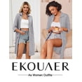 thumbnail image 4 of EKOUAER Zipper Robes for Women 3/4 Sleeve Housecoats Knee Length Bathrobe Lightweight Nightgown with Pockets, 4 of 6