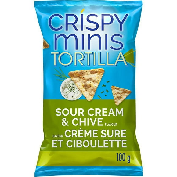 Quaker Crispy Minis Rice Chips Sour Cream & Chive, 100g