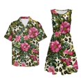 thumbnail image 5 of Garronmavis Leopard Couples Matching Outfits Mens Lightweight Button Down Shirts Size 7XL and Womens Summer Dresses Loose Sleeveless Flower Polyester Crewneck Sundress, 5 of 7