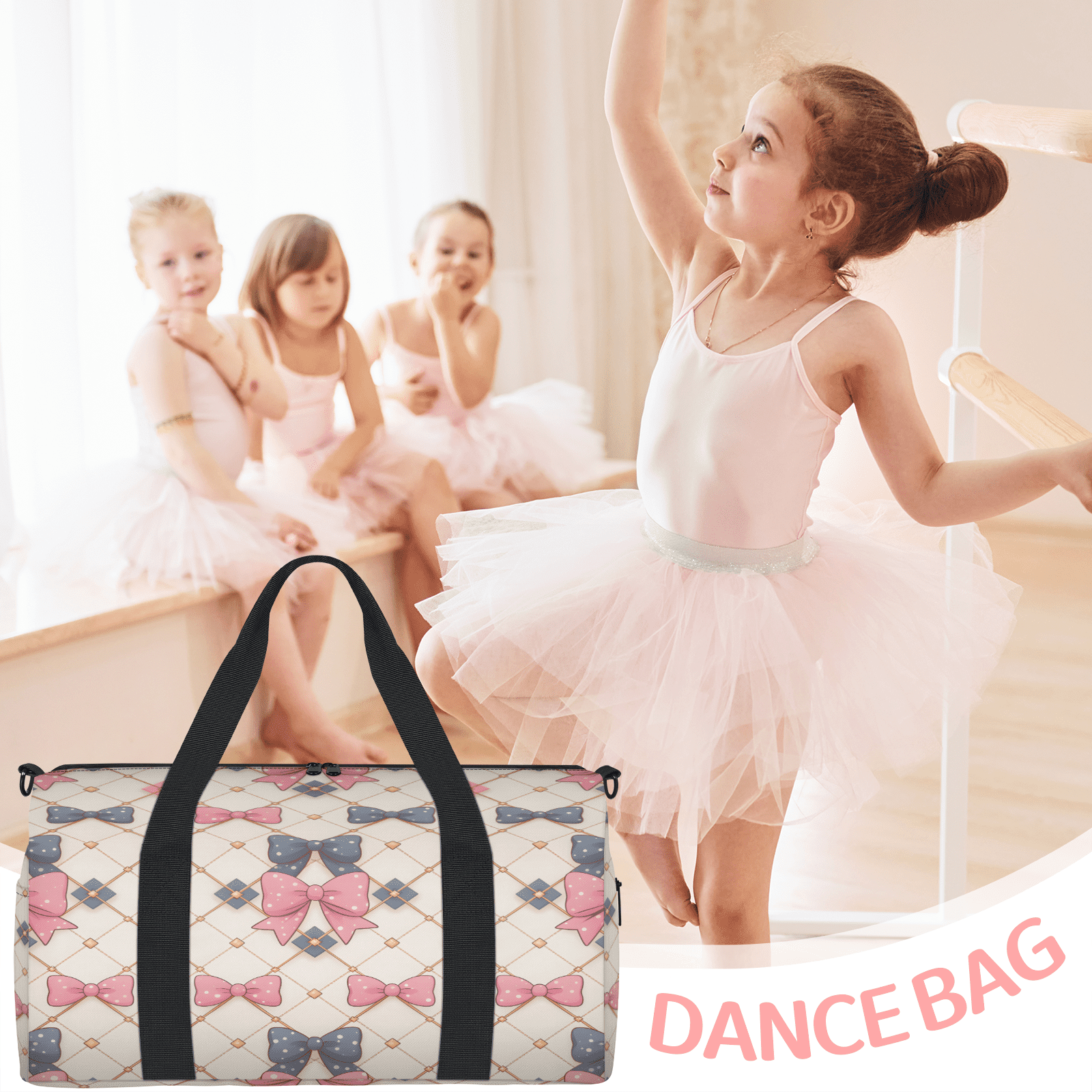 Herdesigns Boho Bow Gym Bag for Women, Duffle Bag for Travel Sport, Lightweight Waterproof Carry on Weekender Dance Yoga Workout Bags