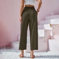 thumbnail image 5 of Palazzo Pants for Women 2026 Casual Cotton Linen Elastic High Waist Wide Straight Leg Flowy Cropped Pants with Pockets, 5 of 9