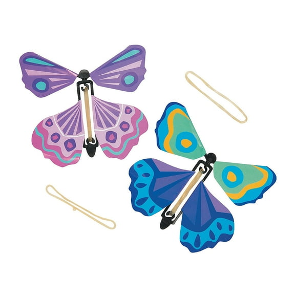 Fun Express Flying Butterfly Party Favors – Vibrant & Colorful Decorations for Kids' Parties Birthdays Events Celebrations Special Occasions – Perfect for Fun Activities Gifts Party Games – 12 Pieces