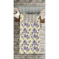 thumbnail image 3 of Ambesonne Tea Party Quilted Bedspread Set 2 Pcs, Striped Teapots Cups, Twin Size, Pale Yellow Lavender, 3 of 3
