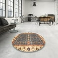 thumbnail image 4 of Ahgly Company Machine Washable Indoor Square Abstract Brown Sugar Brown Area Rugs, 7' Square, 4 of 7